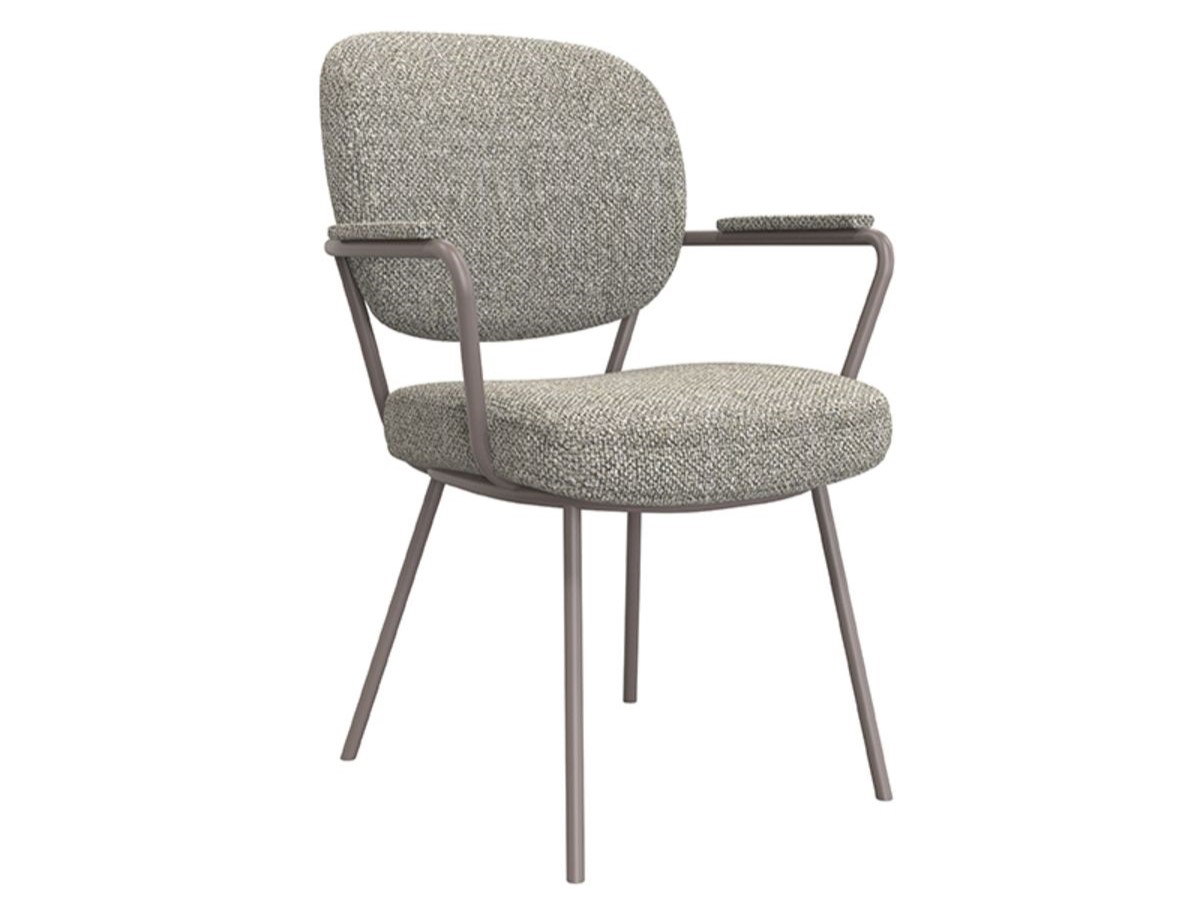 Eetkamerstoel Solis - mushroom - met arm - metaalkleur brons