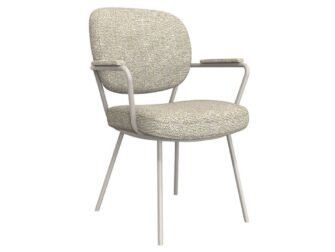 Eetkamerstoel Solis - naturel - met arm - metaalkleur taupe