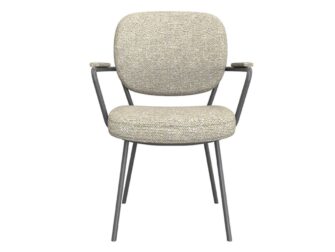 Eetkamerstoel Solis - naturel - met arm - metaalkleur zwart