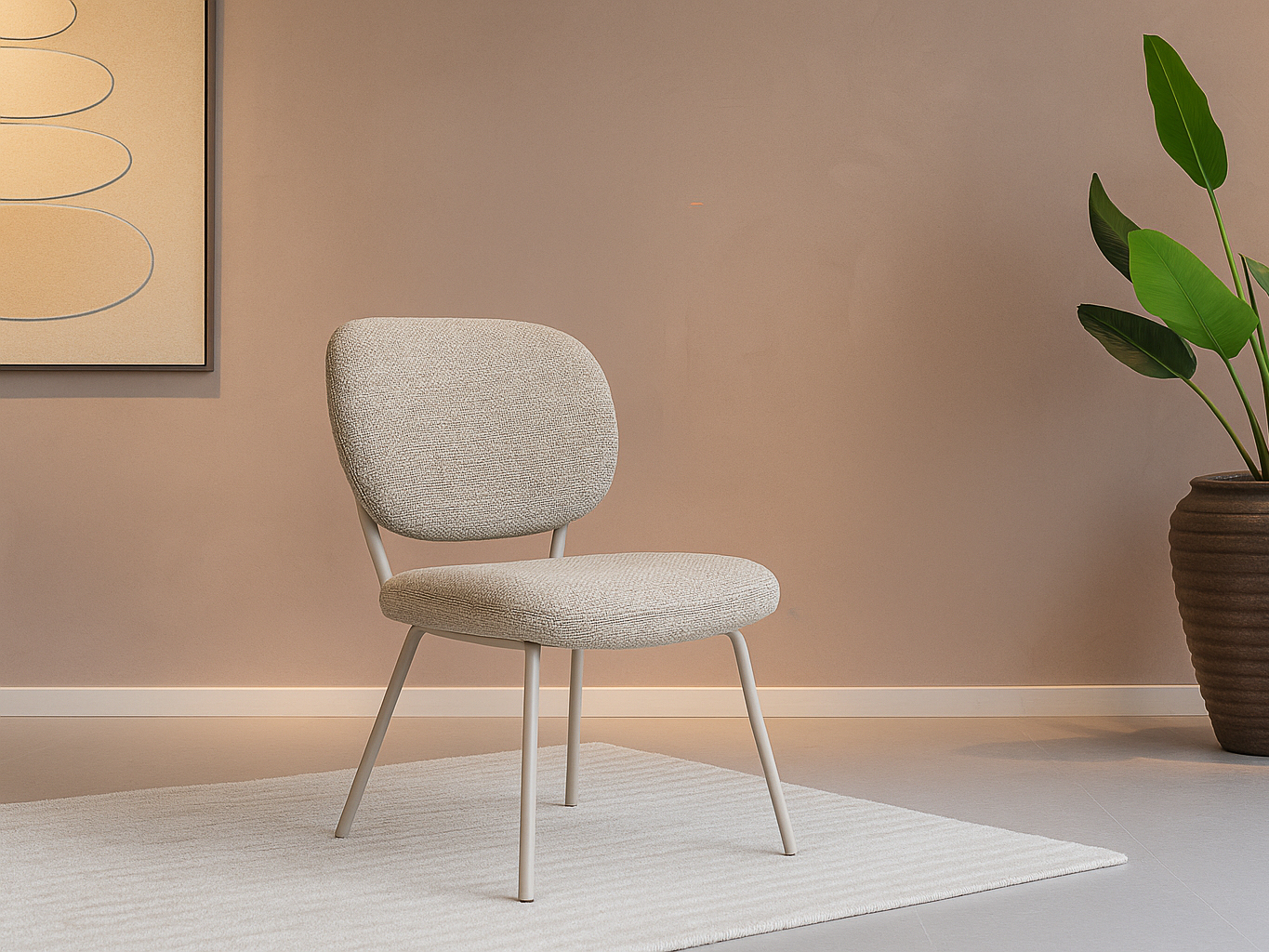 eetkamerstoel zonder arm leuning beige tint