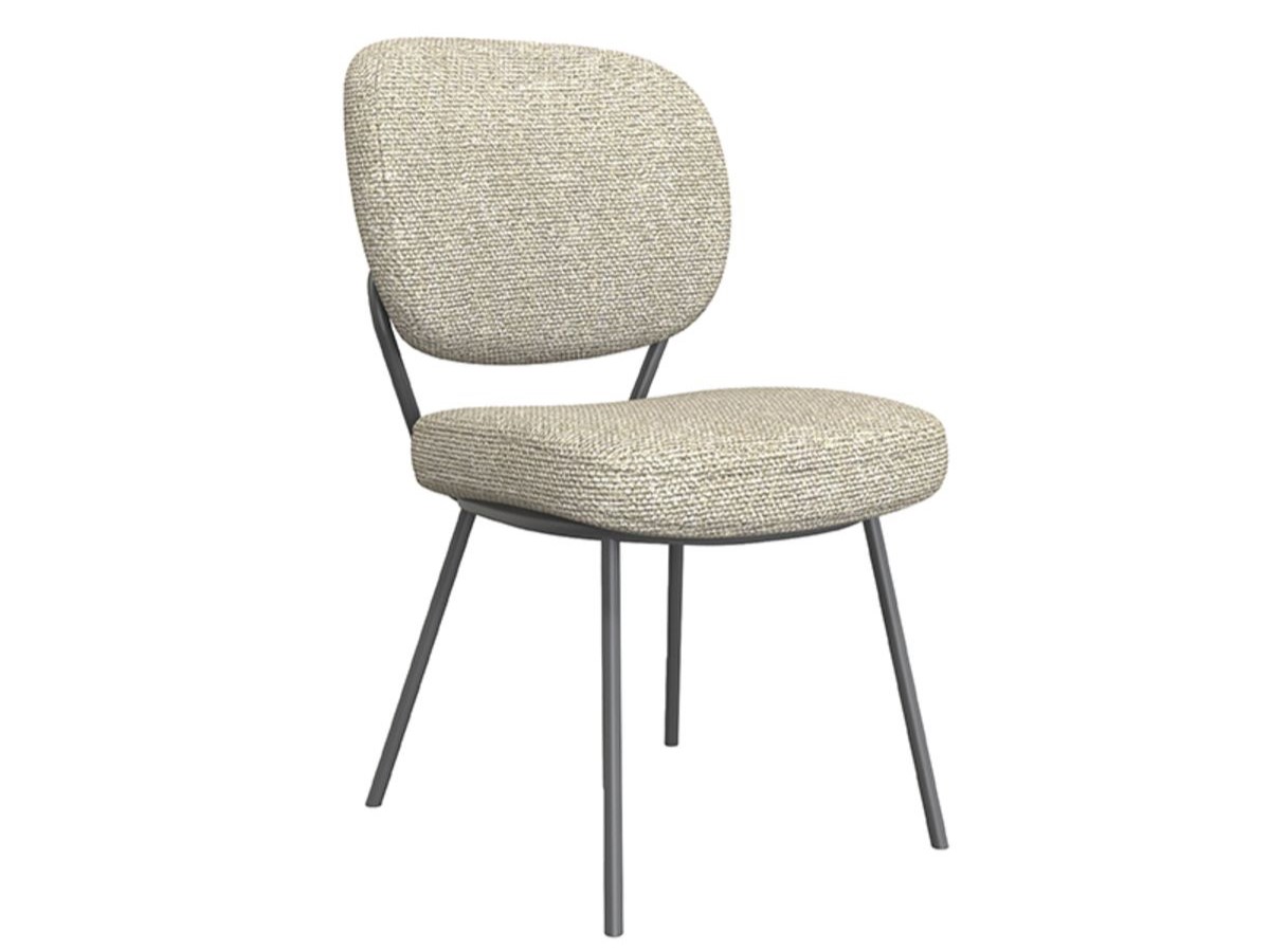 Eetkamerstoel Solis - naturel - zonder arm - metaalkleur zwart