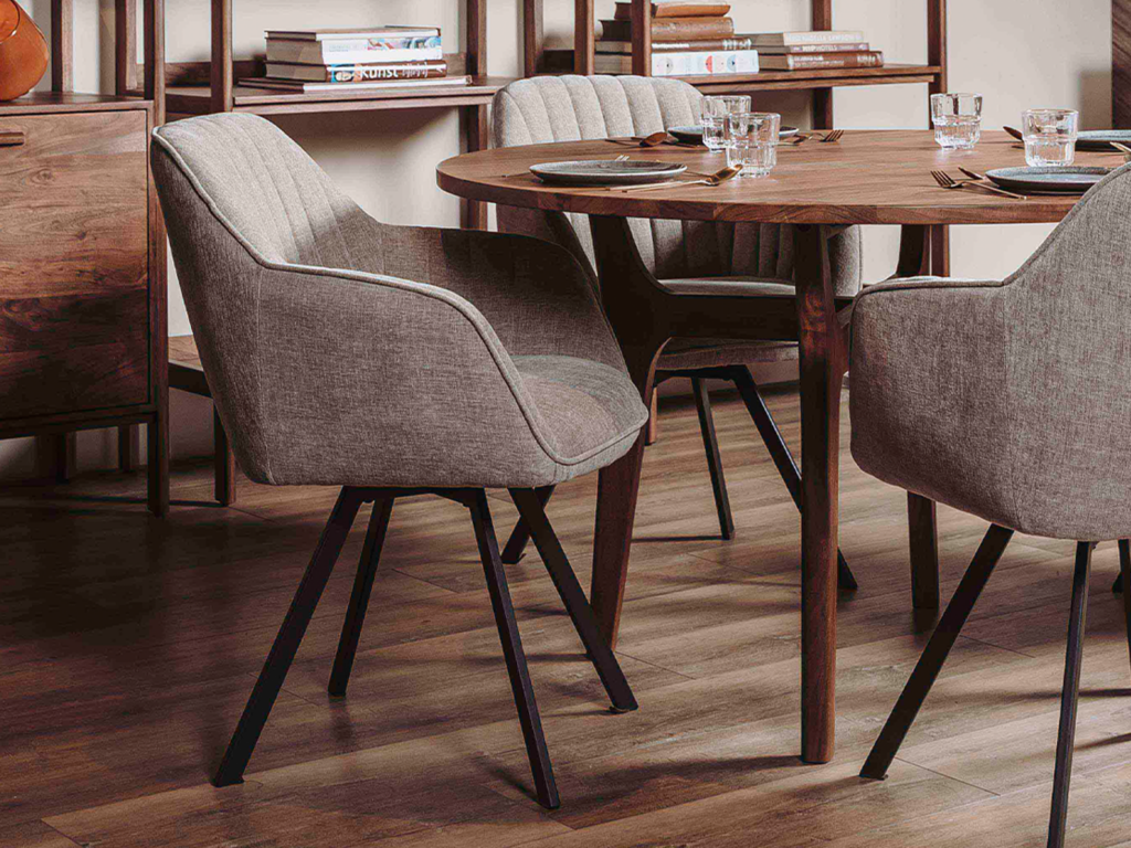 Beige-grijze Eetkamerstoel Sorso met een comfortabele zitting