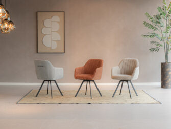 set van 3 eetkamer stoelen in 3 rustige kleuren