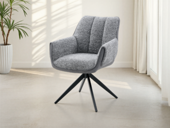 Grijze eetkamerstoel met zwart frame