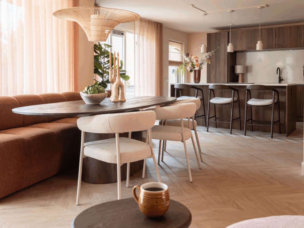 Eetkamerstoel met slanke poten en comfortabele kuipvorm