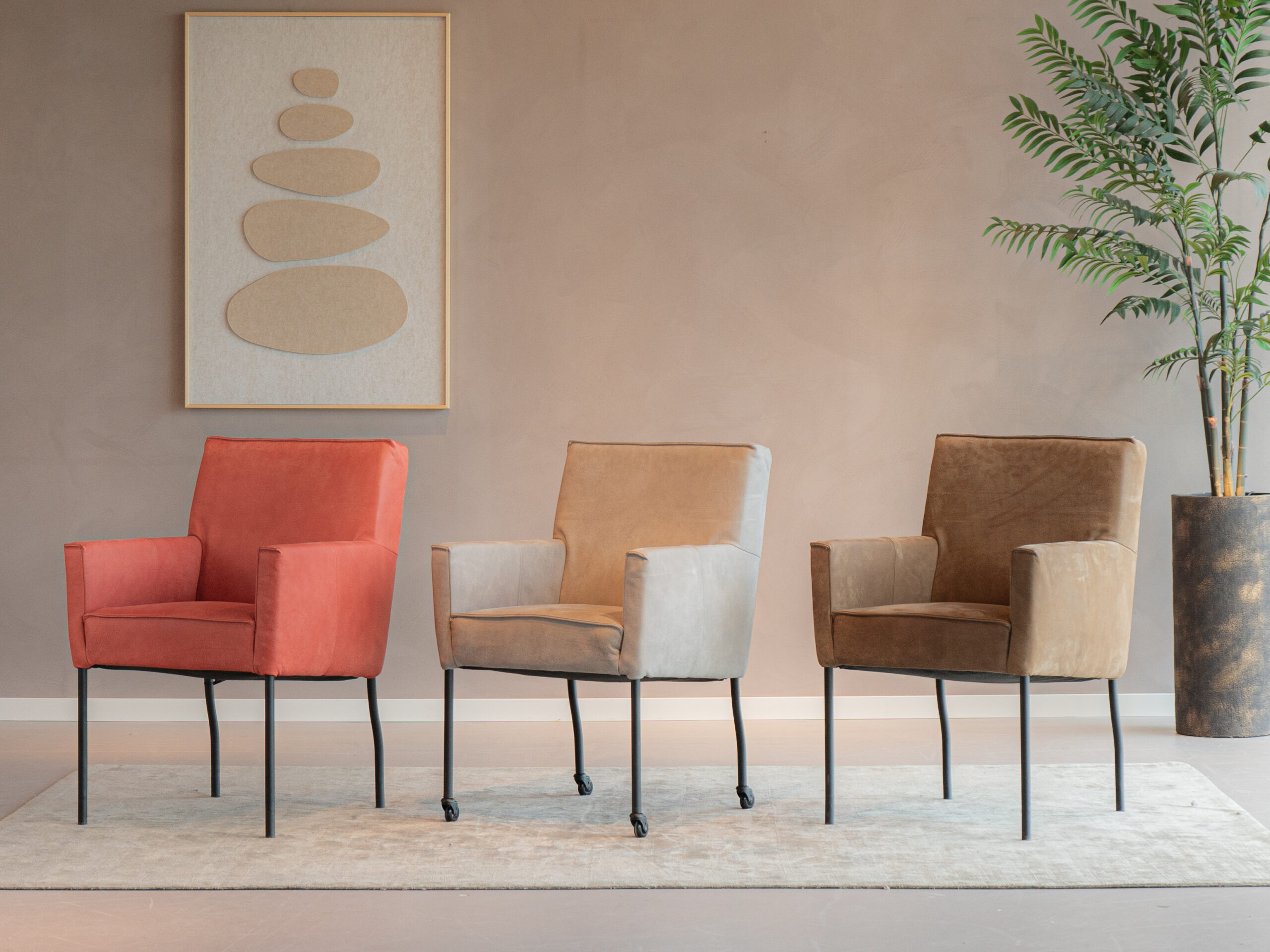 eetkamerstoelen luxe zitting met skate wiellen