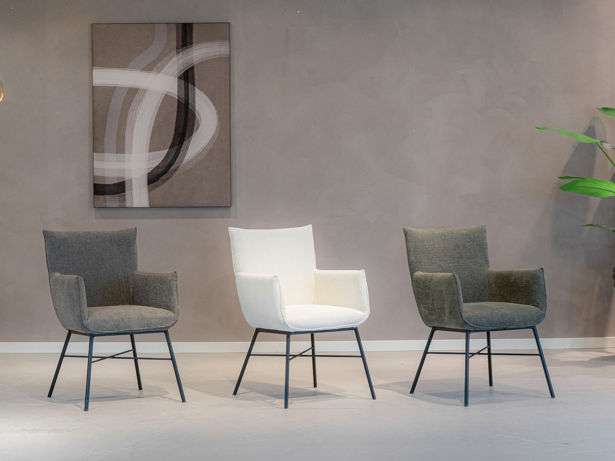 Eetkamerstoelen Lauri - silent taupe - guard naturel - silent turtle