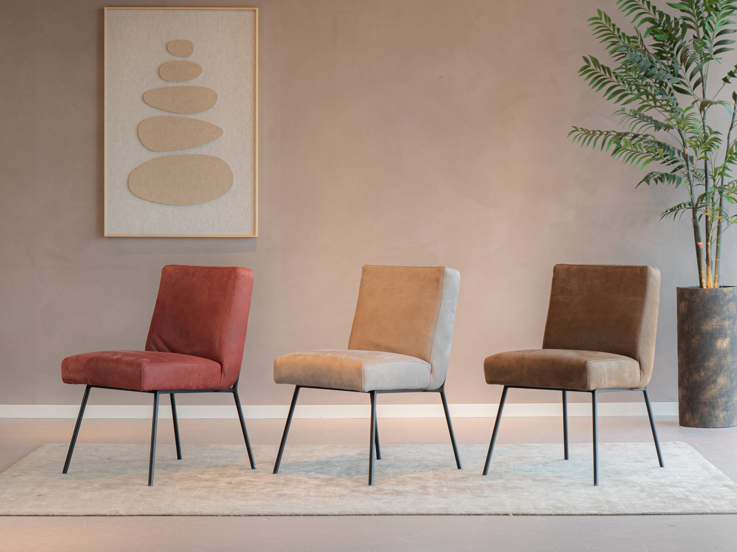 Eetkamerstoelen zonder armleuning in 3 kleuren