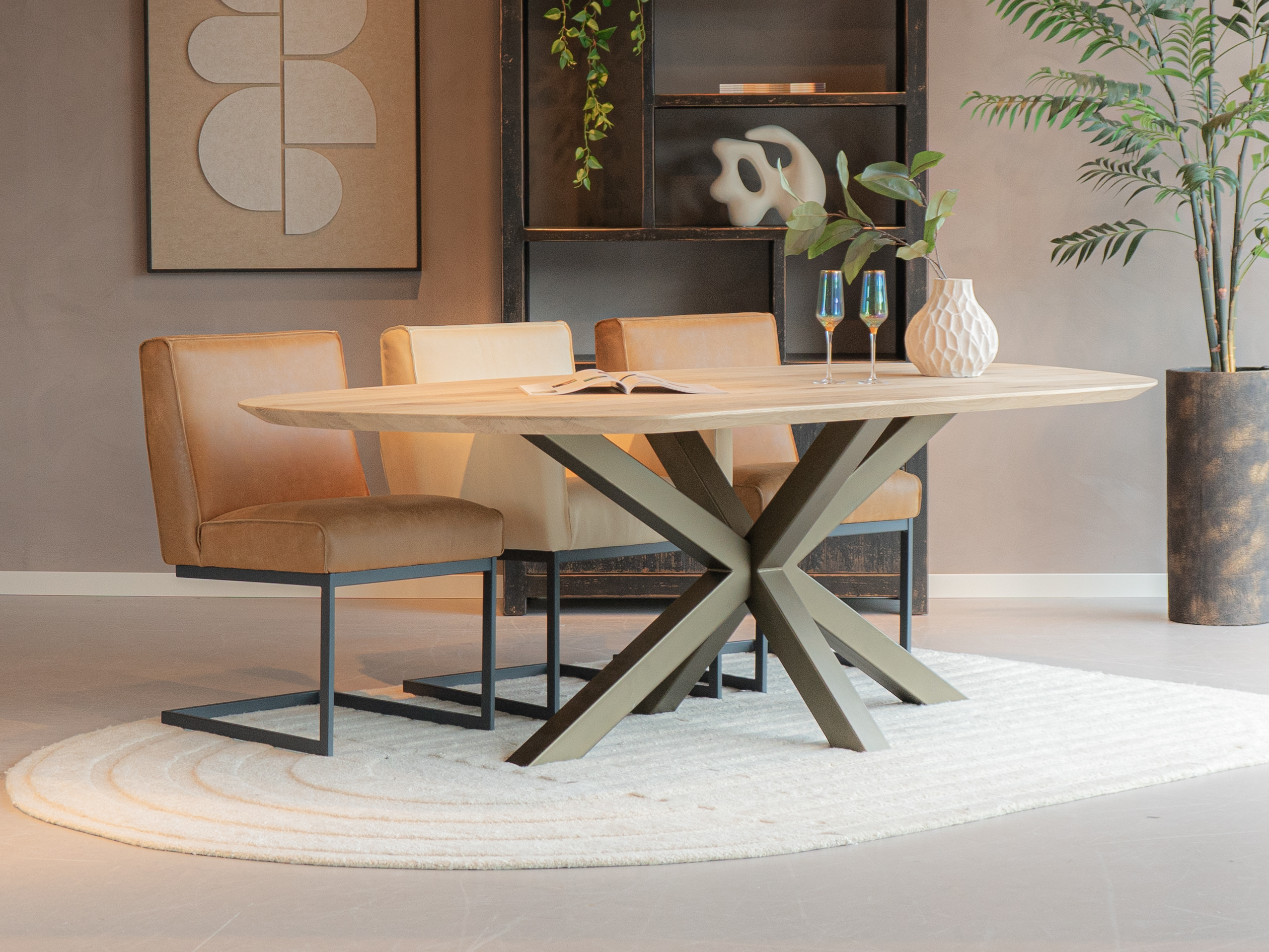 eetkamerstoelen in leer slee poot