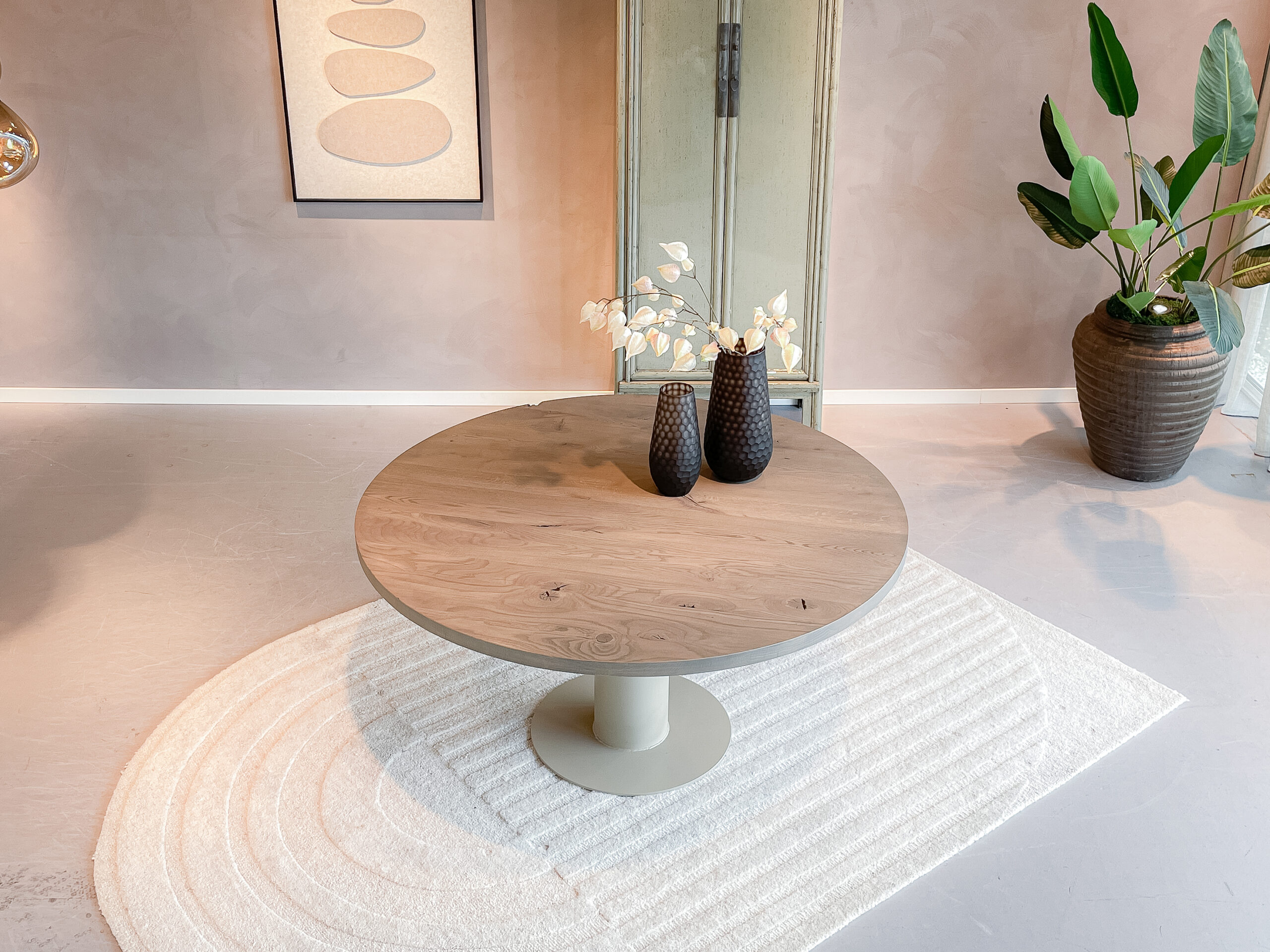 massief hout eettafels rond