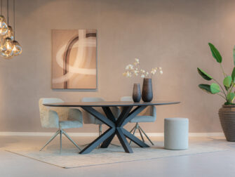 Eetkamertafel Viterbo - 260x120cm - ovaal - oxid grey - onderstel monterosso 8x8cm moderne HPL eettafel met krasbestendig blad en minimalistisch design