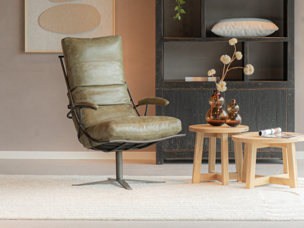 groene leren fauteuil