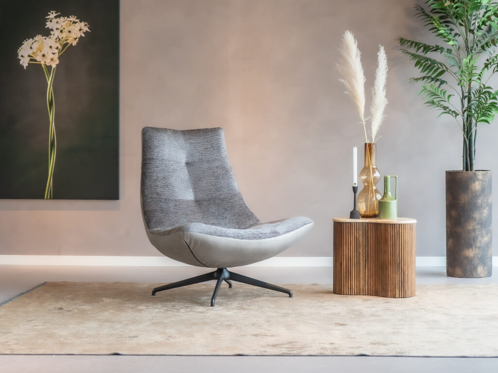 Fauteuil met dubbele bekleding in het grijs