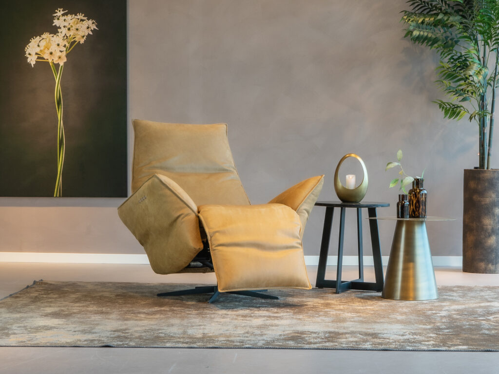 cognac fauteuil met elektrische functies