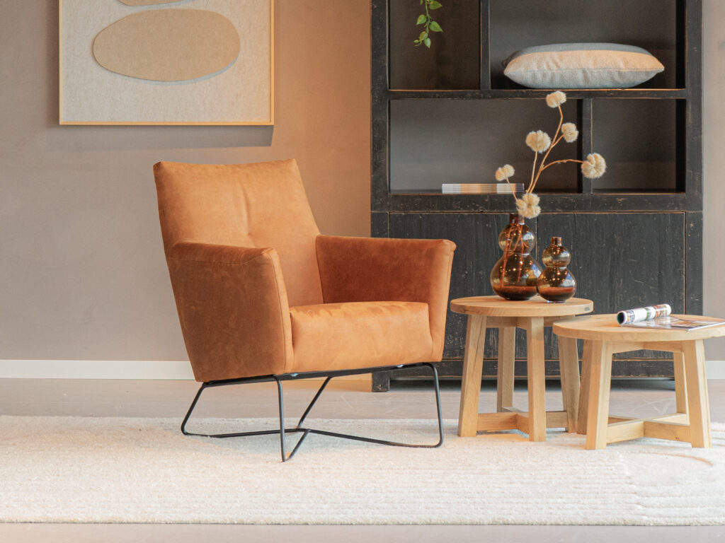 cognac kleur fauteuil outlet