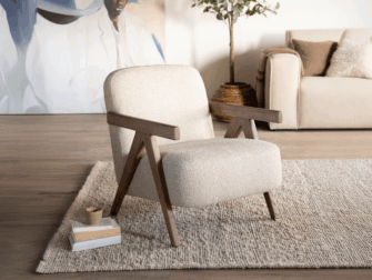 Fauteuil met brede rugleuning in een grove textuurprint