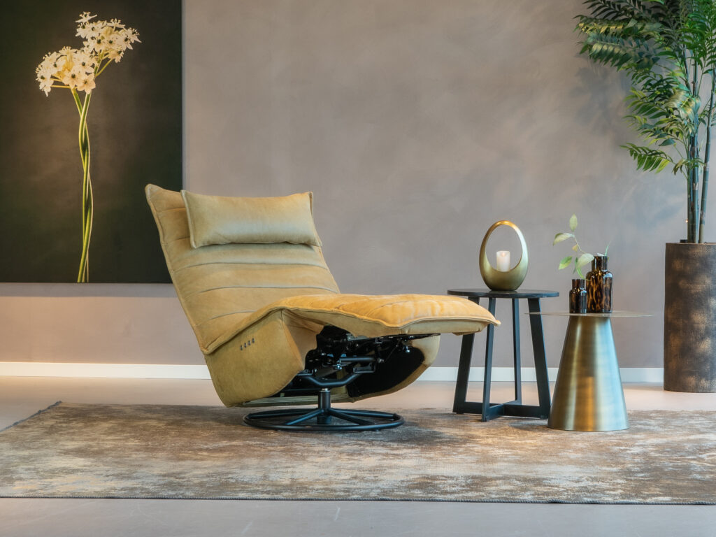 elektrische fauteuil cognac zonder armleuningen