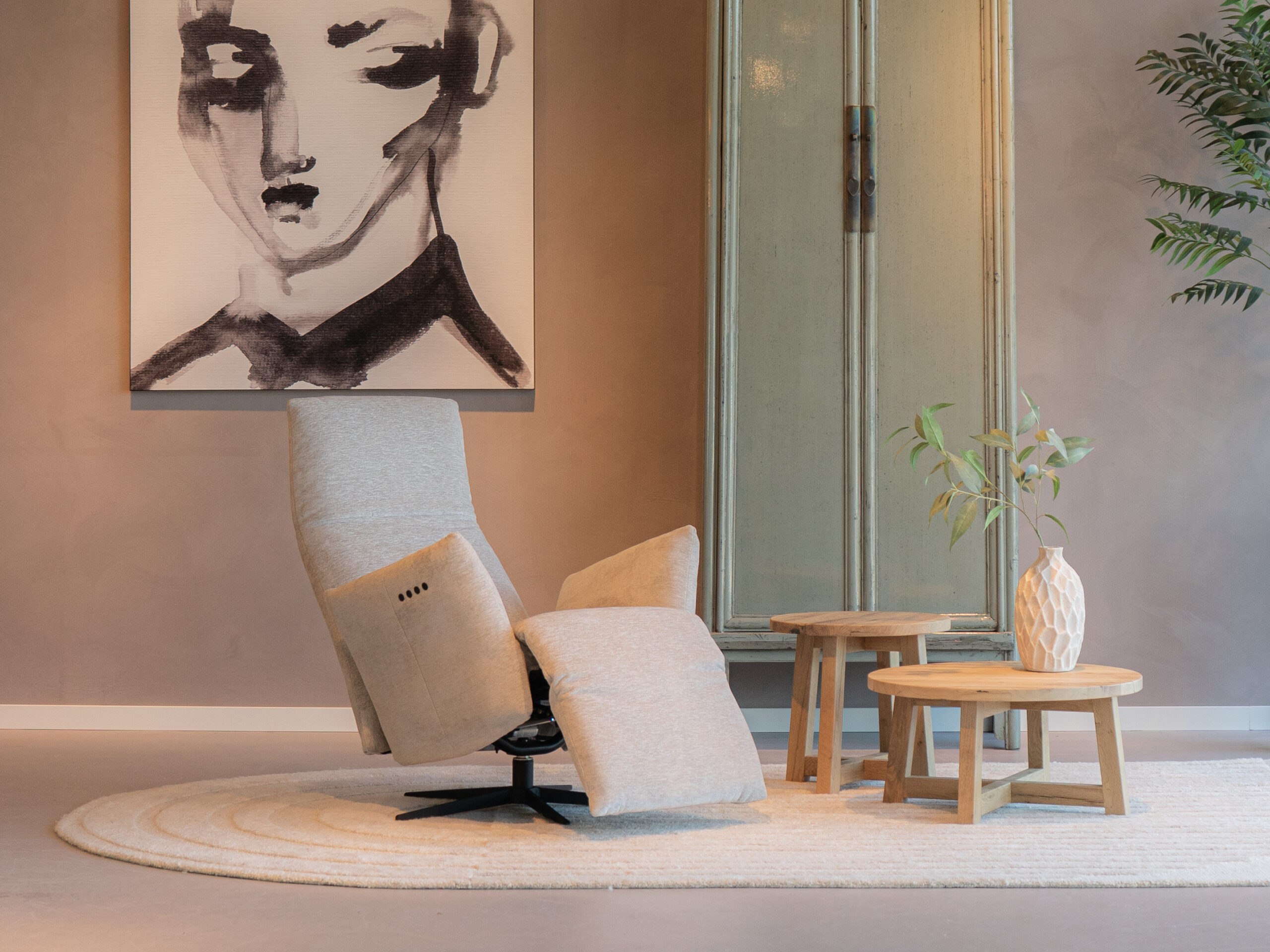 relax fauteuil in stof wing natural