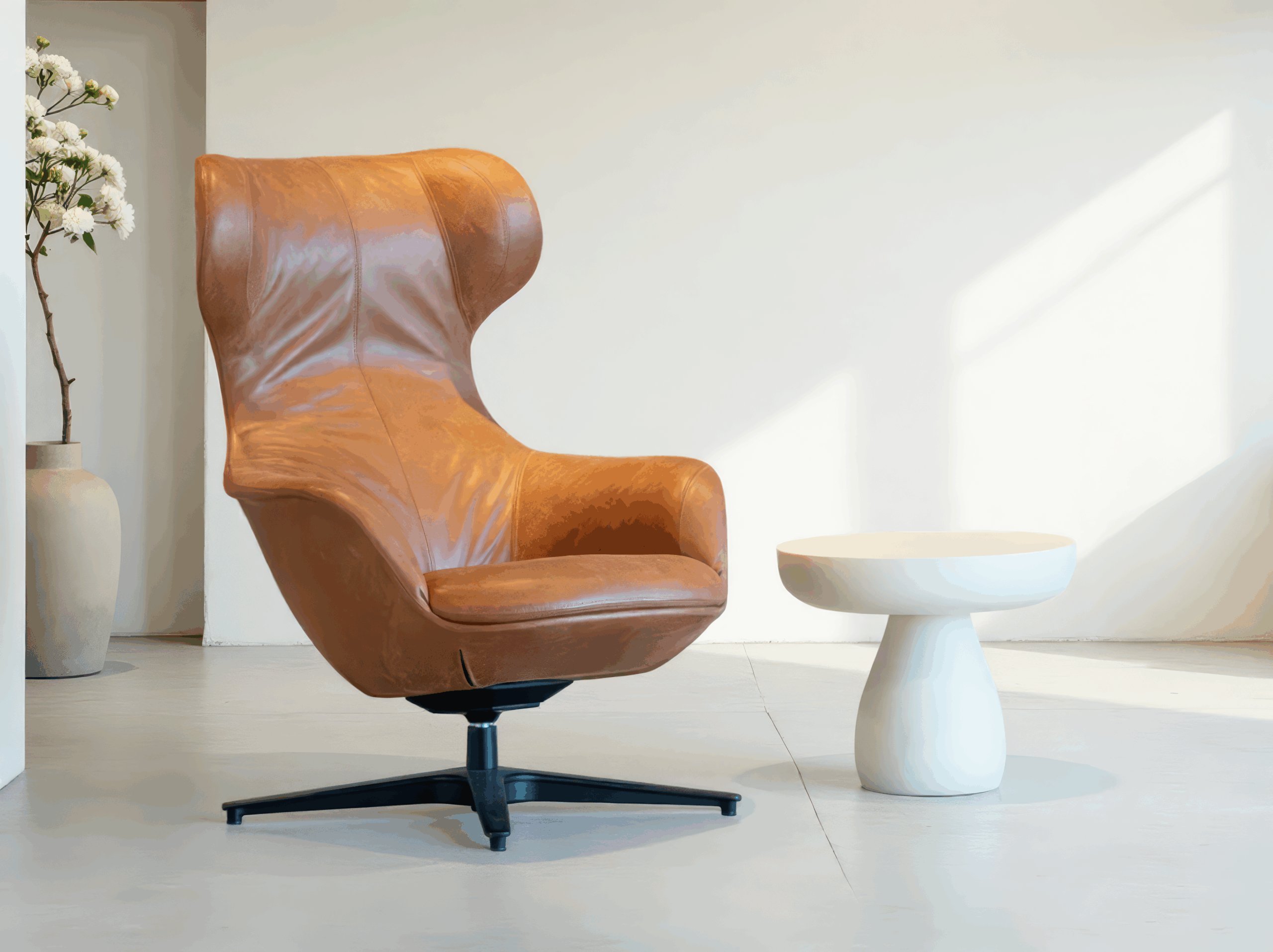 cognac leren fauteuil