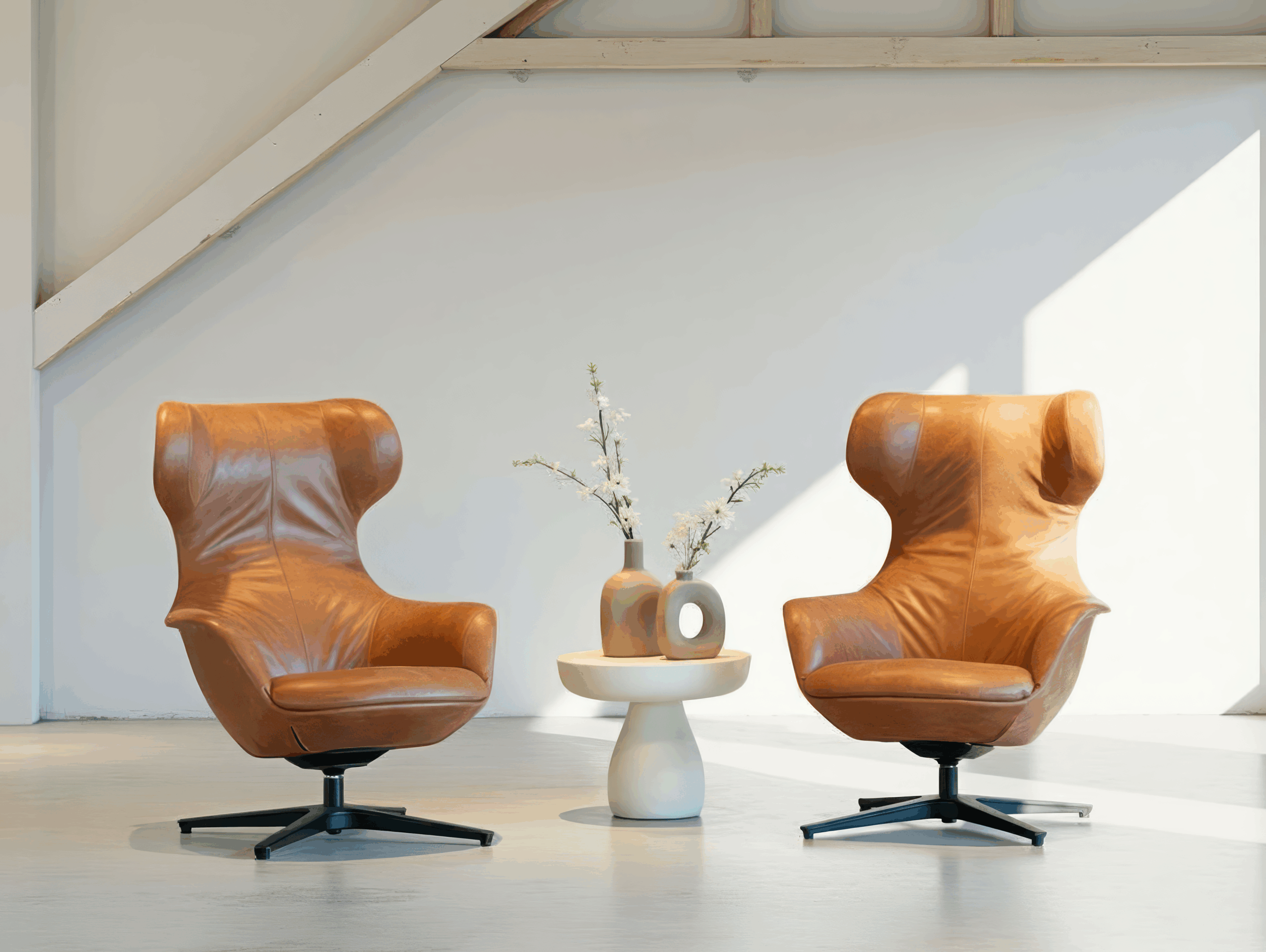 Fauteuil Nicosia - africa leer walnut - met  onze salontafel Tess