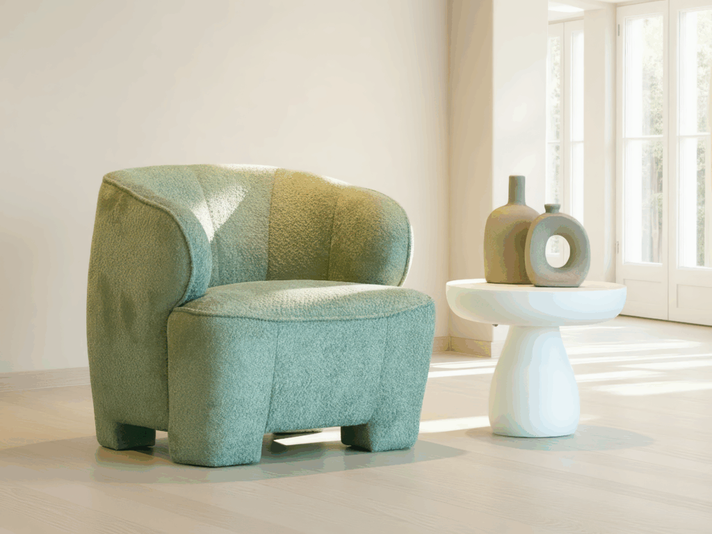 compacte fauteuil met gestoffeerde poot