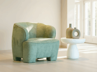 compacte fauteuil met gestoffeerde poot