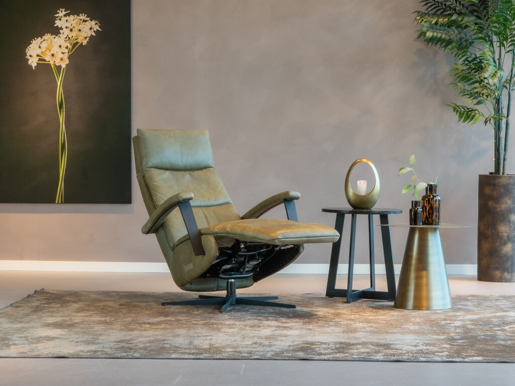 elektrische groene fauteuil met kantelfunctie