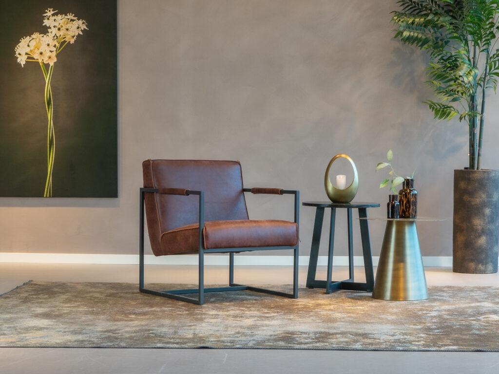 retro leren fauteuil met armleuning