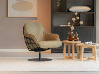 Leren groene fauteuil met armleuning