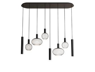 Hanglamp Como - 145x40cm - RAL 9005 - incl. 8x lichtbron Hanglamp Como - 145x40cm - RAL 9005 - incl. 8x lichtbron