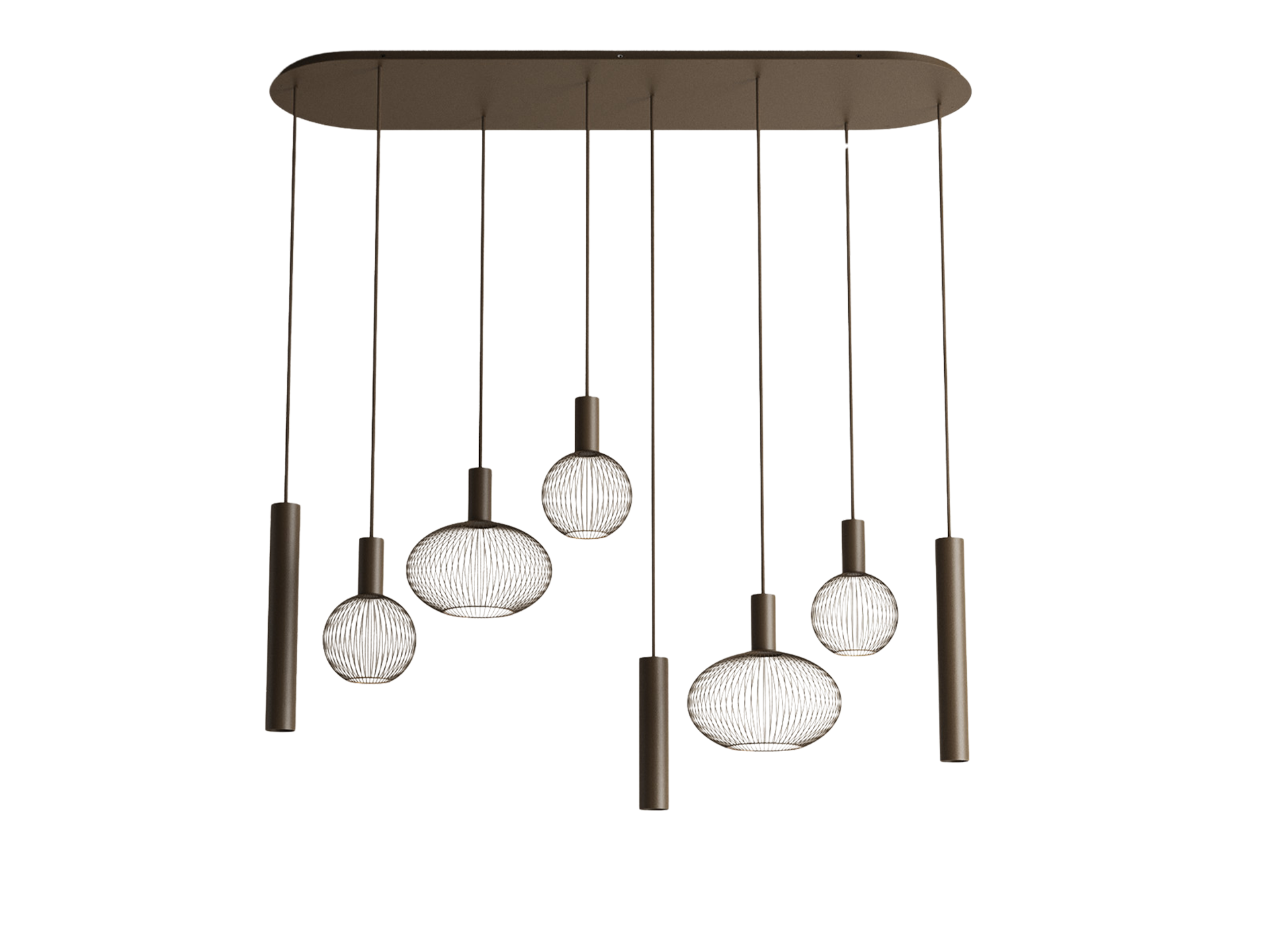 Hanglamp Como - 145x40cm - platinum - incl. 8x lichtbron