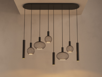Moderne hanglamp met ovale halve plafondplaat