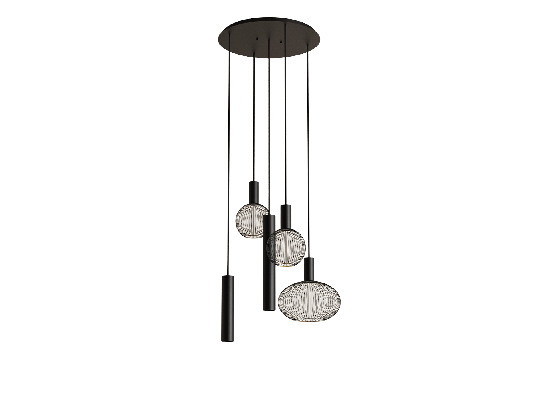 Hanglamp Como Ø50cm - RAL 9005 - incl. 5x lichtbron
