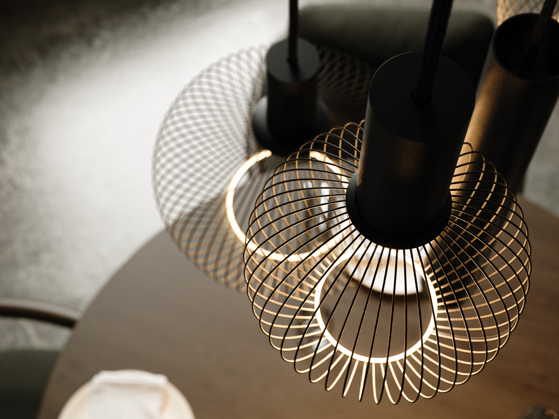 Hanglamp Como Ø50cm - RAL 9005 - incl. 5x lichtbron