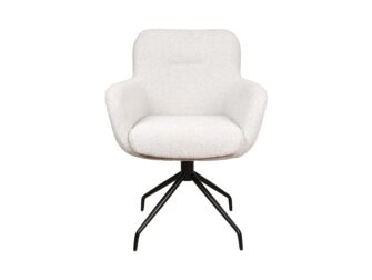 Eetkamerstoel Bowie - cosmo white - onderstel atlas - metaalkleur zwart