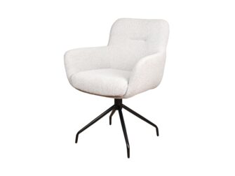 Eetkamerstoel Bowie - cosmo white - onderstel atlas - metaalkleur zwart