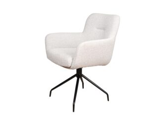 Eetkamerstoel Bowie - cosmo white - onderstel atlas - metaalkleur zwart