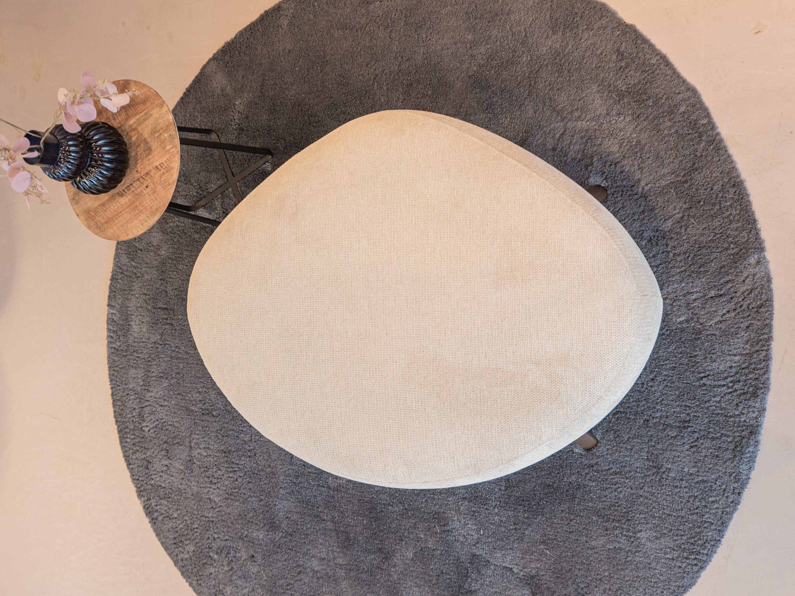 Hocker van bank Betis - mito beige - metaalkleur perle brown