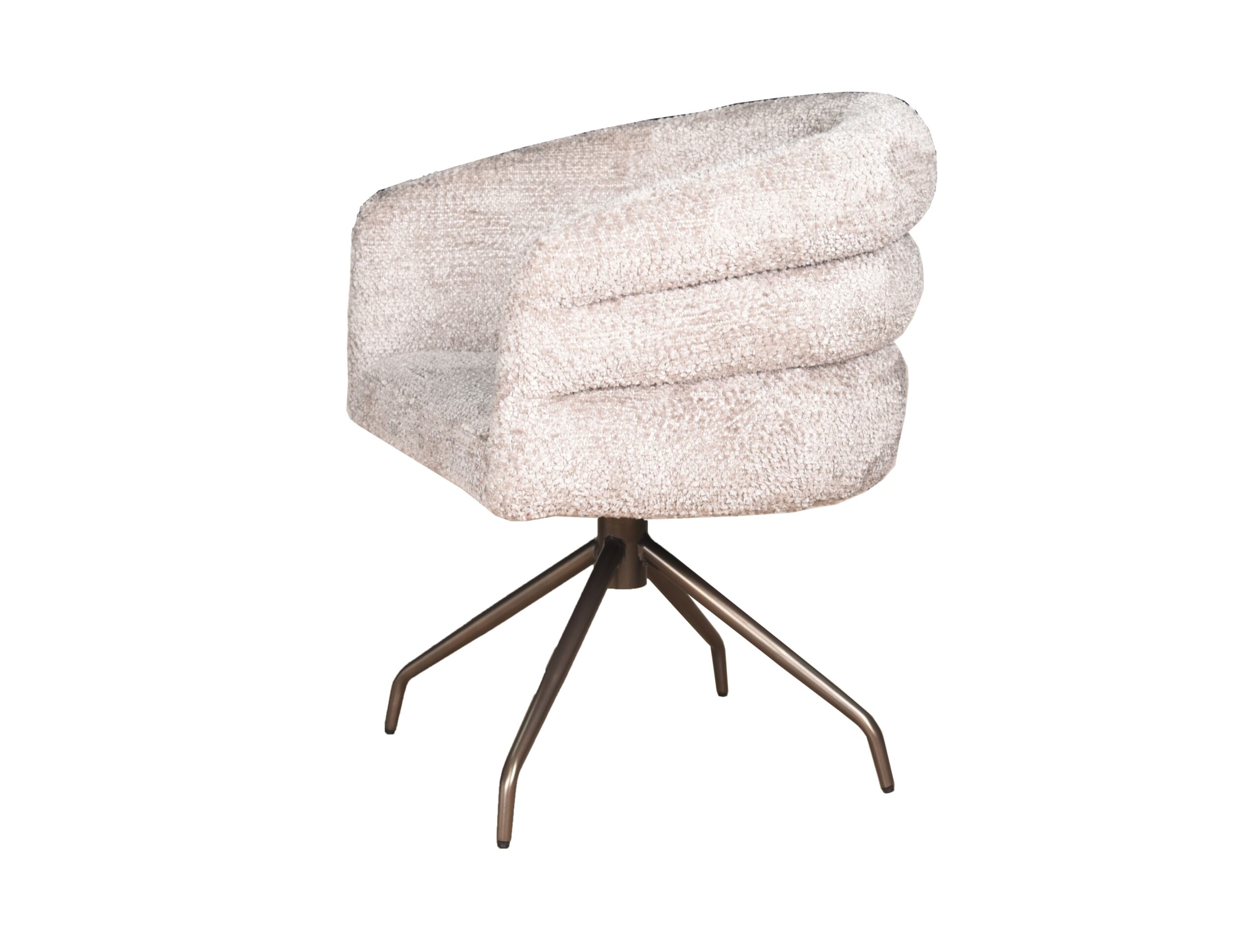 Eetkamerstoel Imola - be lovely beige - onderstel atlas - metaalkleur anodic bruin