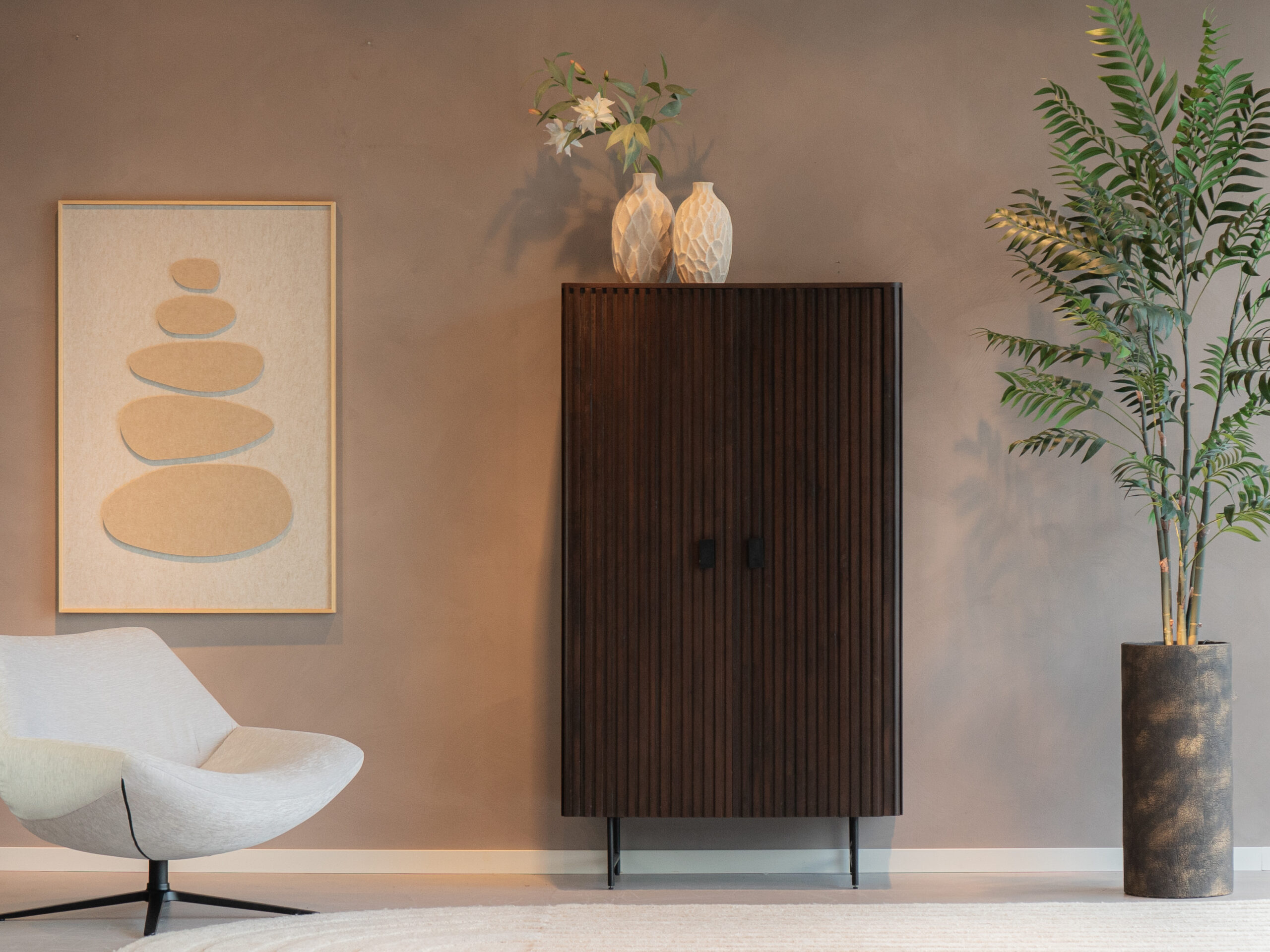 opbergkast met twee deuren bruin mangohout