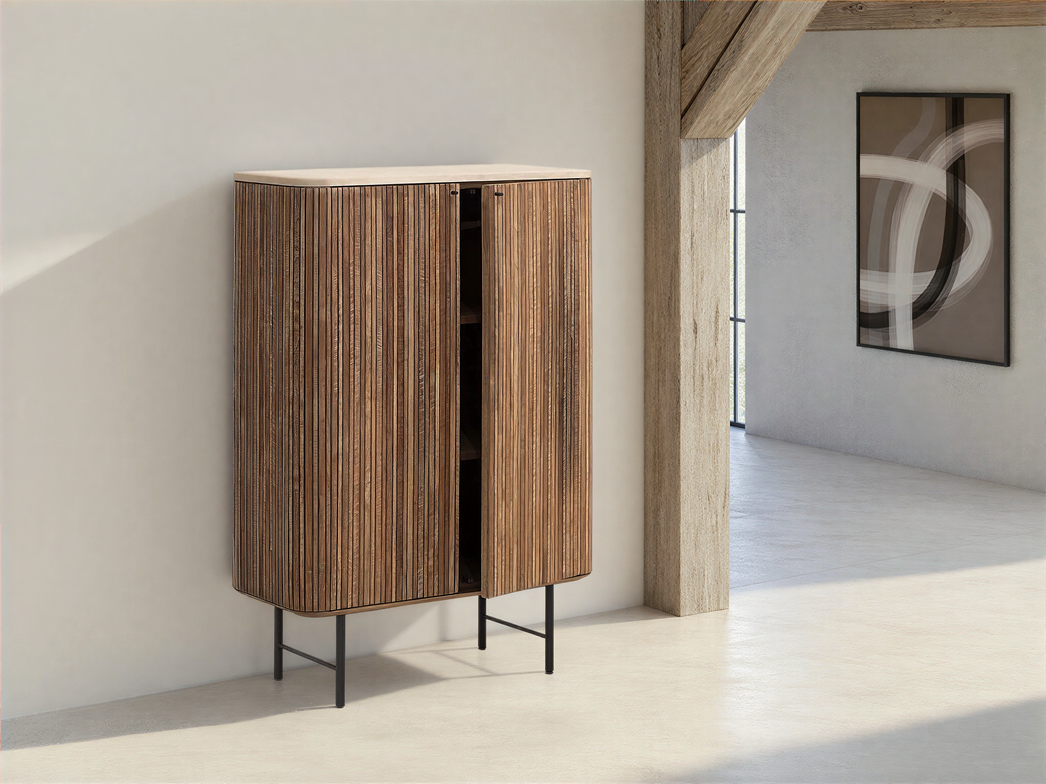 Minimalistische kast met verticale belijning