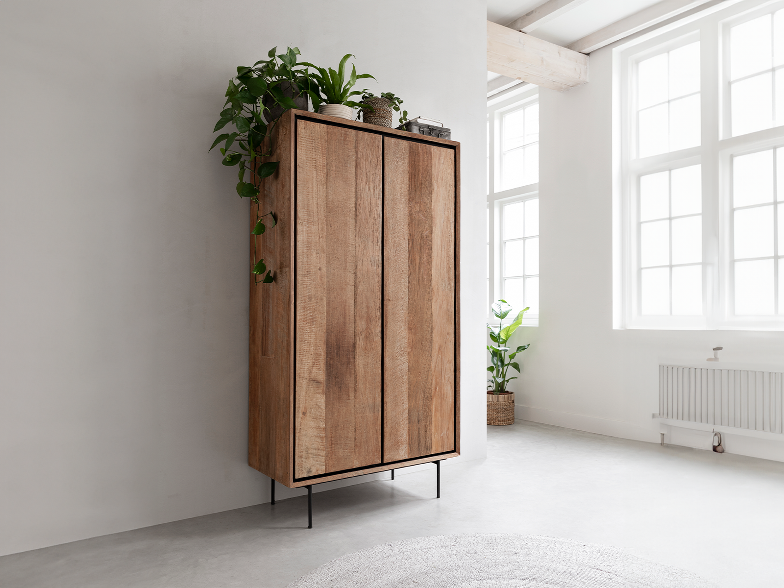 teakhouten wandkast 2 deuren