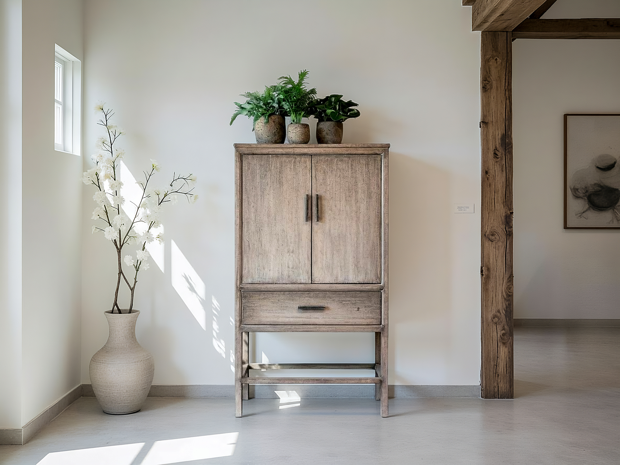 opbergkast met deuren en laden in een grijze kleur