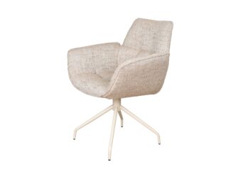 Eetkamerstoel Monaco - be amazing cream - onderstel atlas - metaalkleur beige