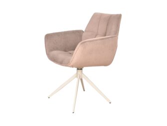 Eetkamerstoel Monaco - cashmere blush - onderstel moon - metaalkleur beige