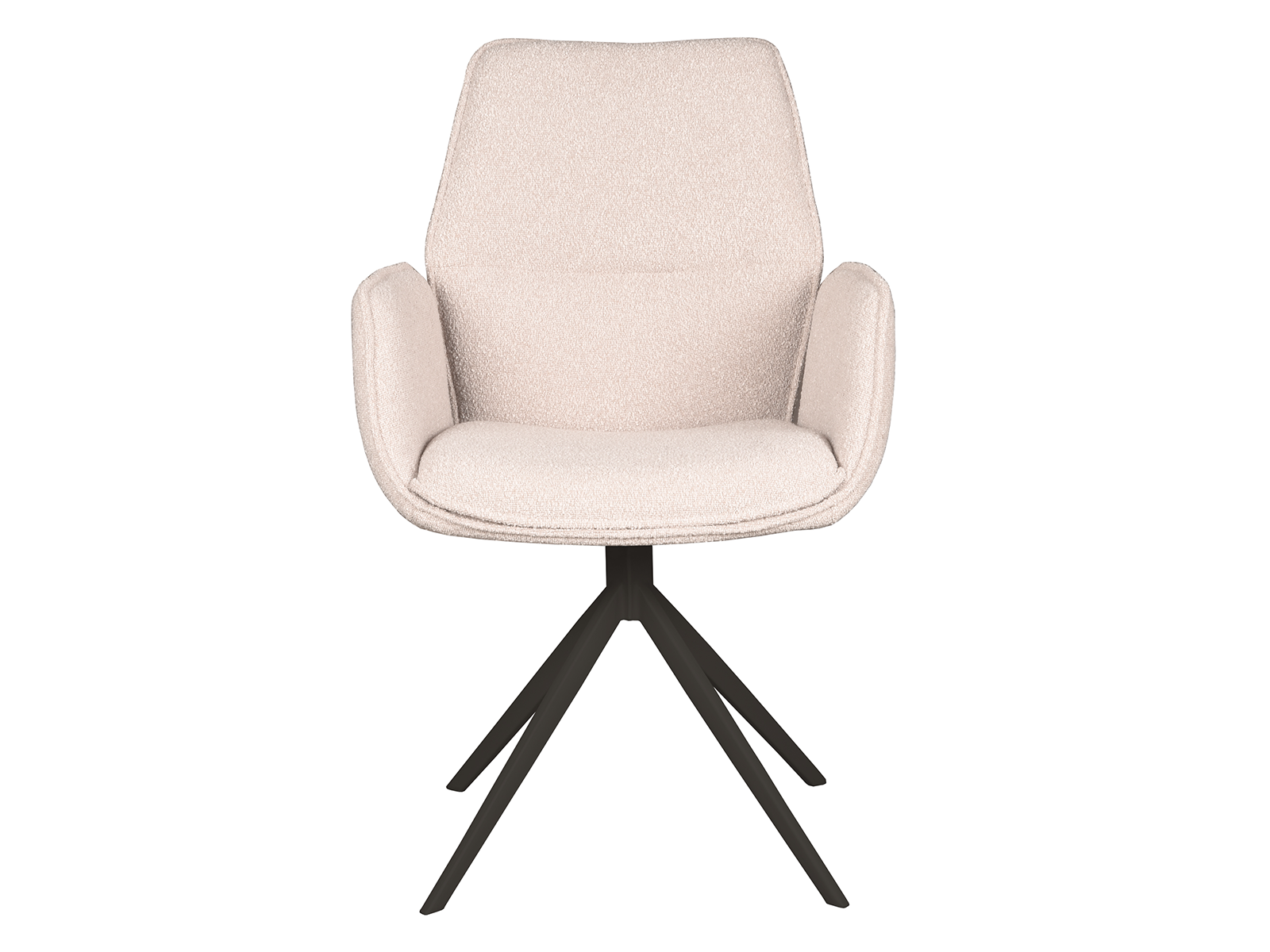 Eetkamerstoel Lusignan - bouclé naturel - onderstel zwart