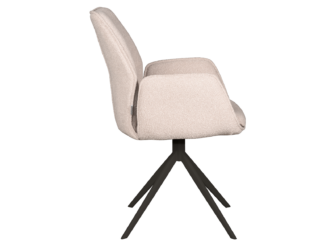 Eetkamerstoel Lusignan - bouclé naturel - onderstel zwart Aanpasbare eetkamerstoel met beige bouclé stof