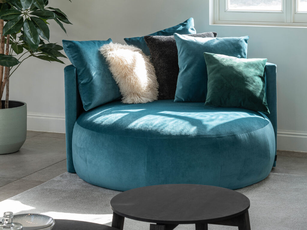 Grote ronde pouf met rugleuning Pastille lounge XL