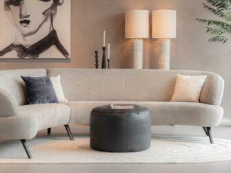 Poef Udine - africa leer - superblack leren zwarte poef kopen