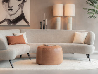 Poef Udine - africa leer - walnut leren poef